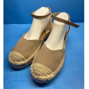 Time and Tru Beige 1 Like Platform Espadrille Sandals Ankle Strap shoe size 10